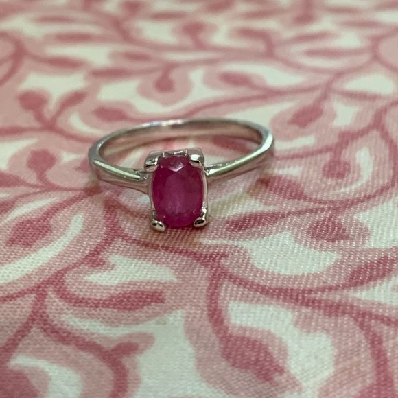 Solid Sterling Silver and Pale Ruby Minimalist Ring Size 7-Mood:Rosé Rocket Fuel - Picture 12 of 15